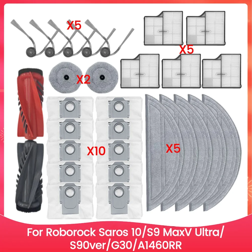 AT28-ل Roborock Saros 10/G30/S9 Maxv Ultra/S90ver/A1460RR أجزاء المكنسة الكهربائية الجانب الرئيسي فرشاة تصفية كيس لجميع الغبار تهتز ممسحة C