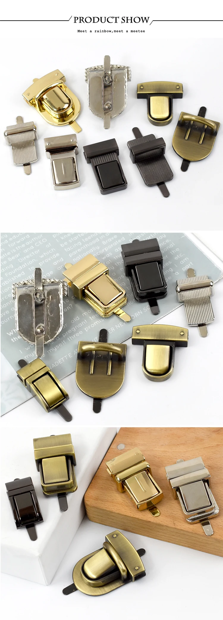 2/4Pcs Metal Bag Lock Buckles Twist Turn Lock Snap Clasp for Handbag Purse Closure Replacement Repair DIY Hardware Accessories