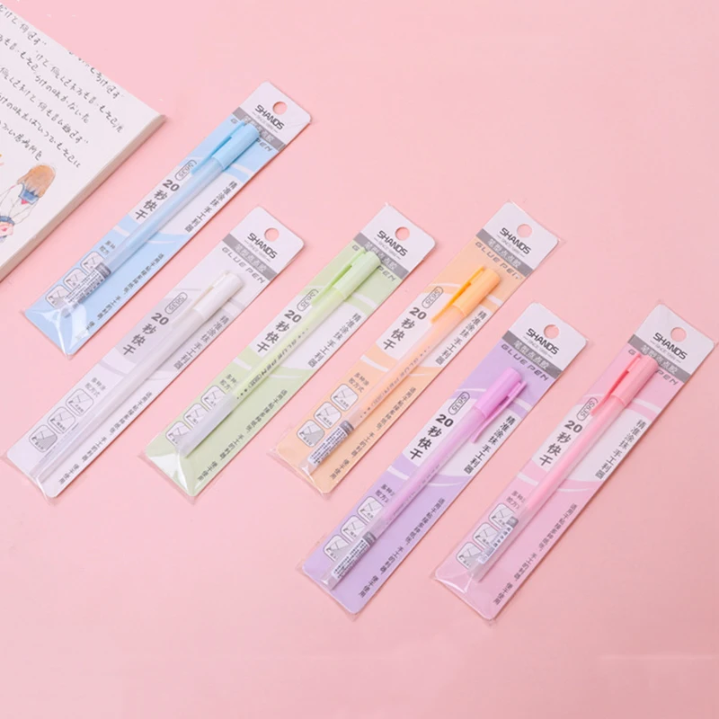 Dispensing Glue Pen Hand Account Paste Quick-drying Hand-dispensing Color Macaron High-value Glue Pen School Supplies