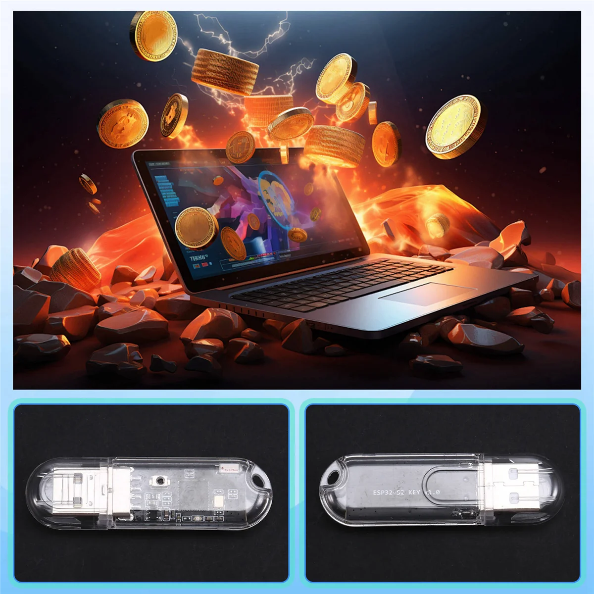 

【Купите 15, нулевой】2 шт. USB-майнер BTC Miner Solo Lottery Miner 45-50KH/S Bitcoin Mini Miner Asic Mining для домашнего офиса