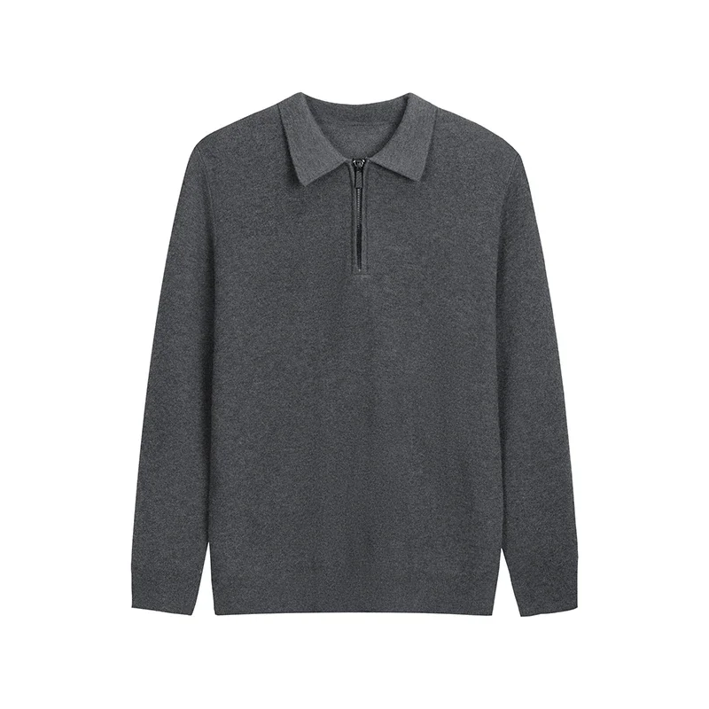 Maglione di lana da uomo autunno inverno con risvolto pullover ispessito tinta unita mezza cerniera versione coreana camicia maglione lavorato a maglia casual