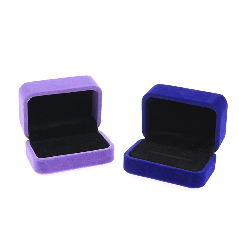 1Pcs Square Velvet Couple Double Ring Box Jewelry Case Storage Organizer Gift Box
