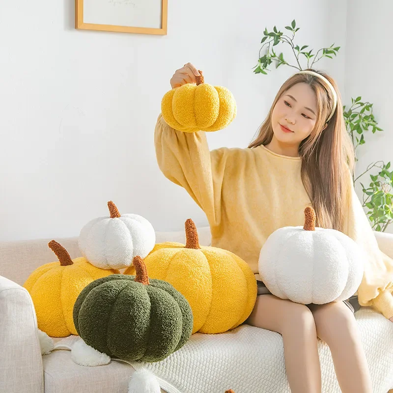 Pumpkin Plush Toy Plushies Pillows Cute Plant Soft Stuffed Doll Holidays Props Decorative Throw Pillow for Kid Cushion