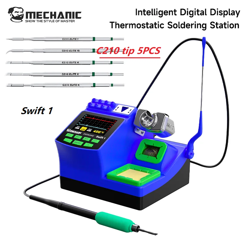MECHANIC Swift 1 Thermostatic Soldering Station 200W Performance For 115 210 245 Tips SMD PCB Precision Electronic Repairing Set