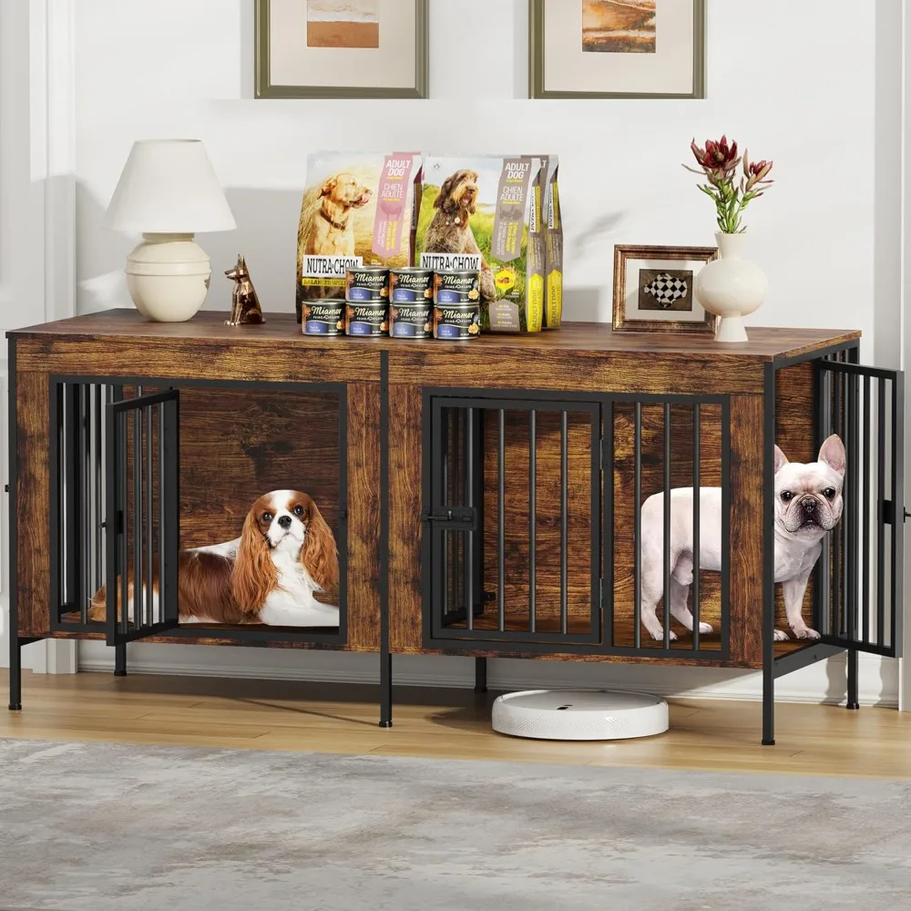 

Dog Crate Furniture for 1 or 2 Dogs, Heavy Duty Single/Double Dog Crates for Small/Medium/Large Dogs, Dog Kennel Furnitu