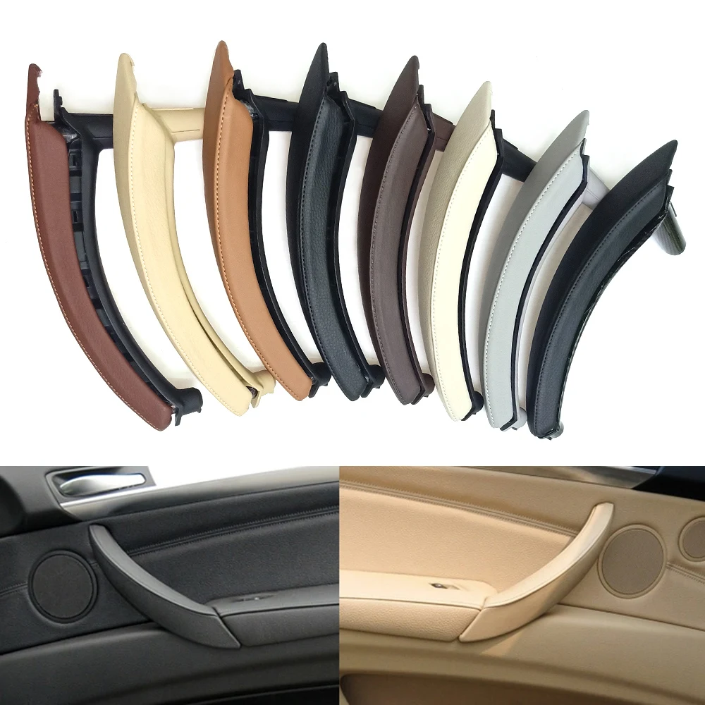 Interior Car Left Right Passenger Door Pull Handle with Leather Cover Trim Replacement For BMW X5 X6 E70 E71 E72 2007-2013