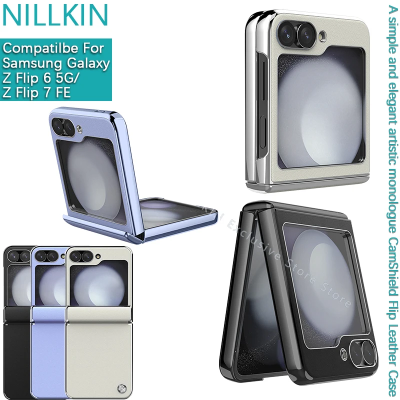 

Nillkin для Samsung Galaxy Z Flip 6/Z Flip 7 FE CamShield Flip кожаный чехол вверх и вниз складной чехол для телефона защитный чехол из искусственной кожи