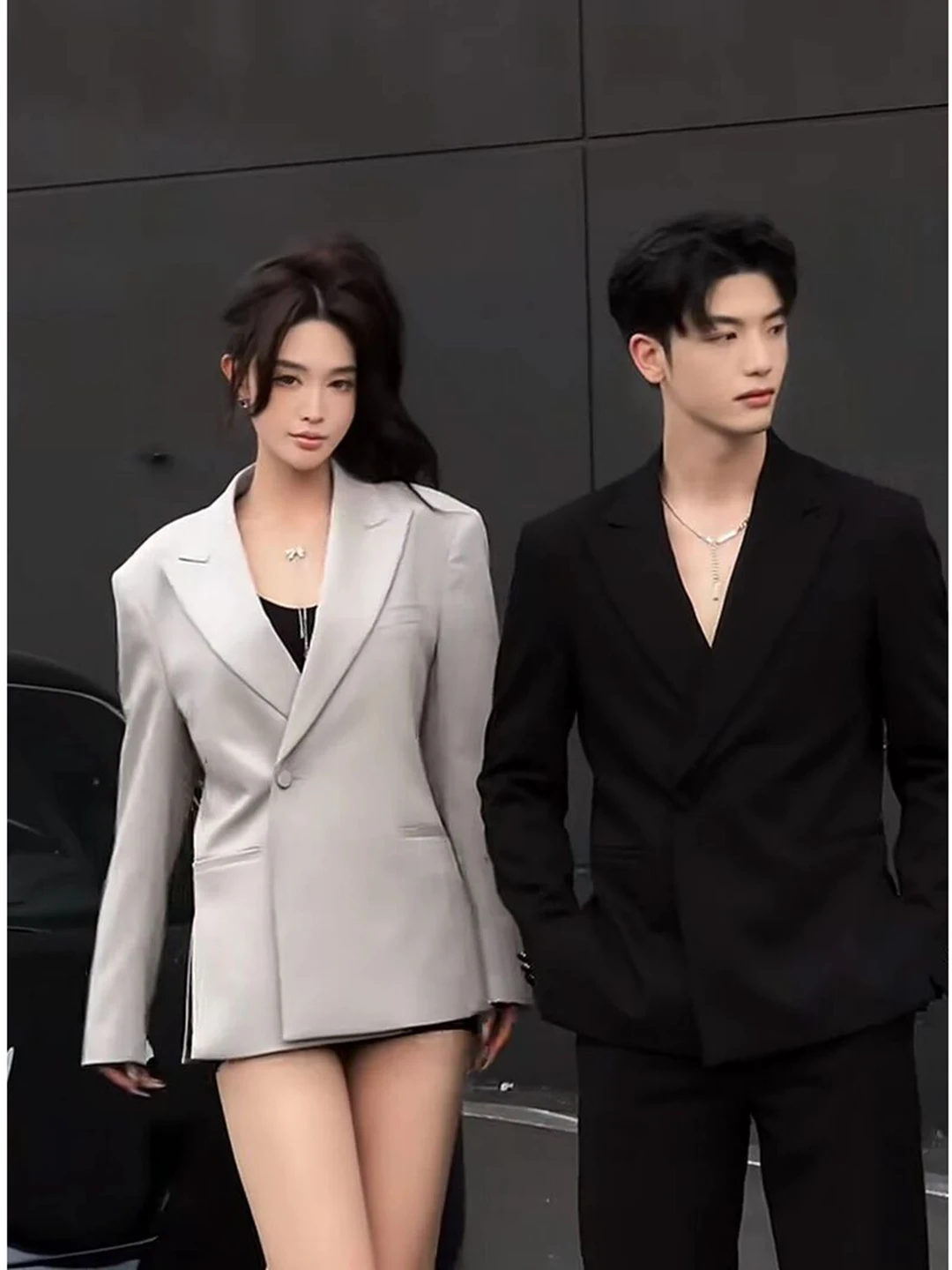 

Silver ey ort Men's Suit Jaet Deconstructed CleanFit American Sle Casual Faion Urban Youth Autumn Seasonal Outerwear