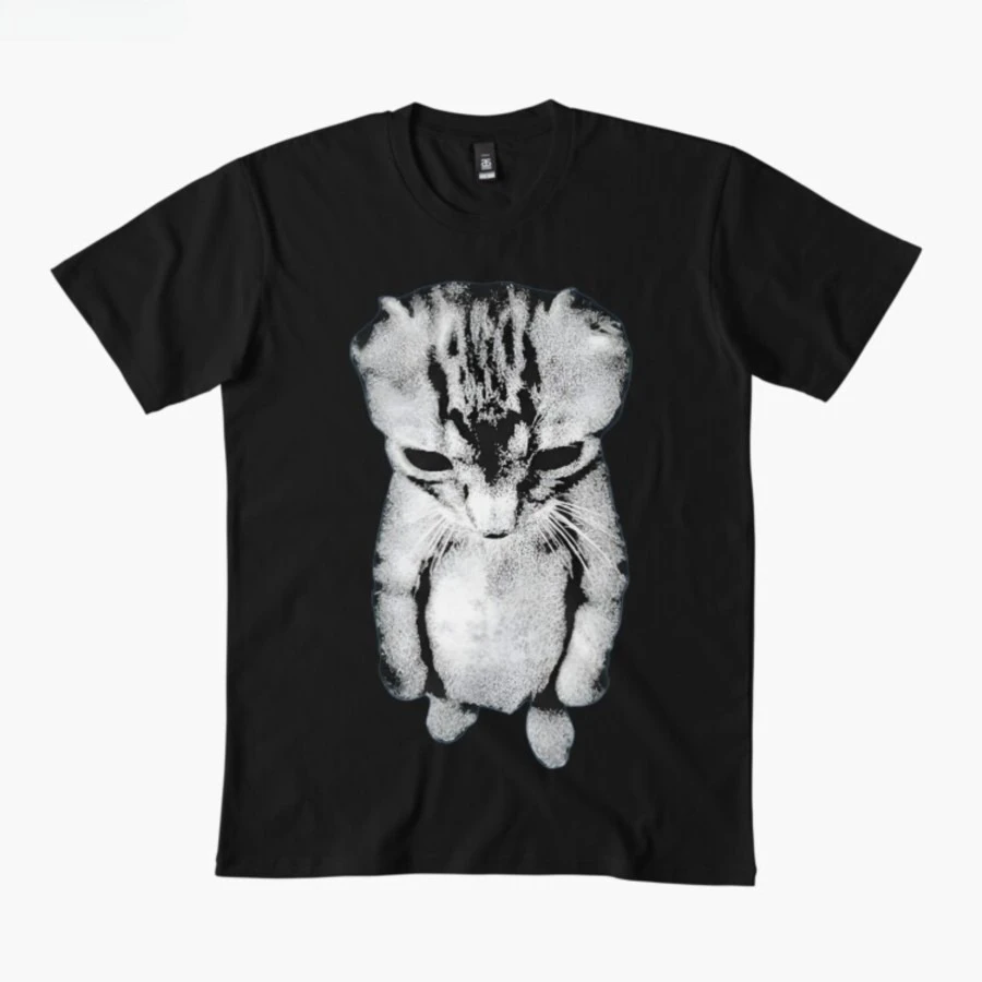 2026 New Funny Sad Crying Cat Emoji Pattern T-Shirt of High-Quality Fashion Casual Breathable Men's Round-neck Printed T-Shirt