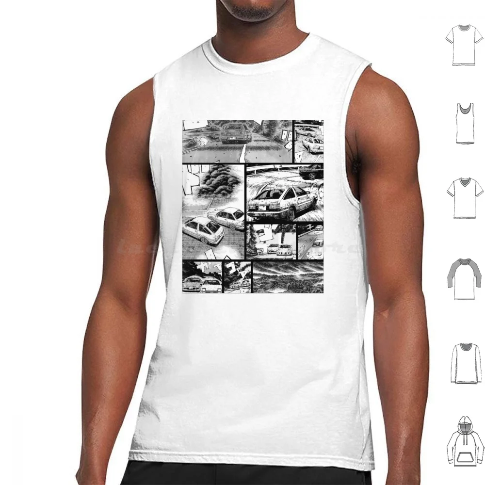 Initial D Manga Tank Tops Print Cotton Initial D Kawaii Manga Anime Harajuku