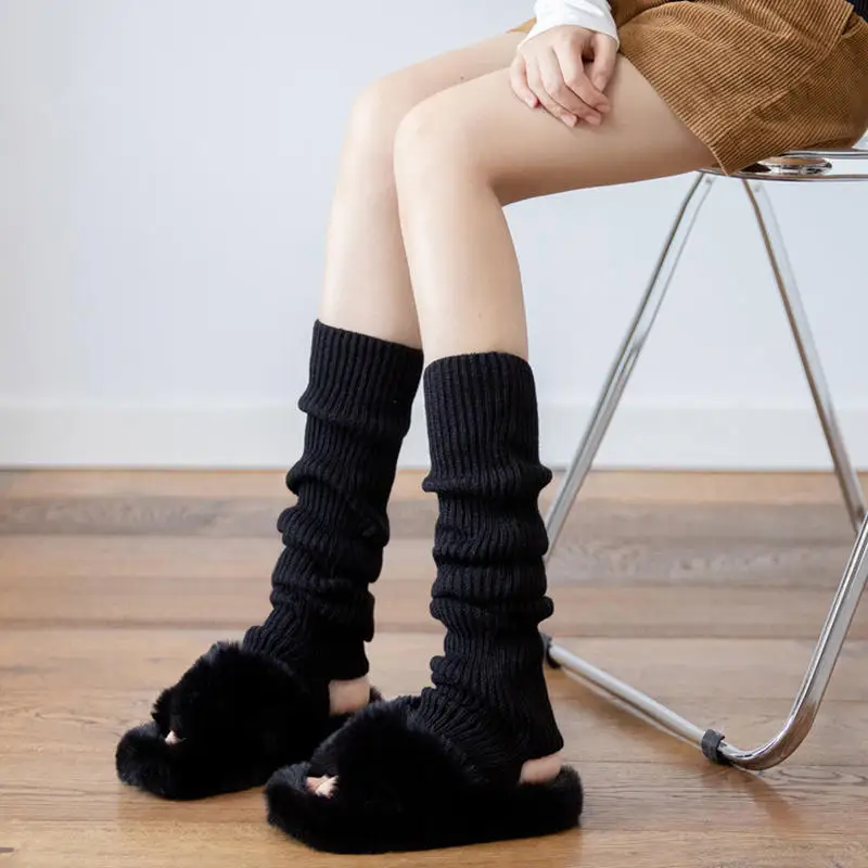 Women Leg Warmers Winter Girl Female Leg Cover For Gym Fitness Y2K Wool Latin Dance Ballet Yoga Loose Socks Long Stocking image 3