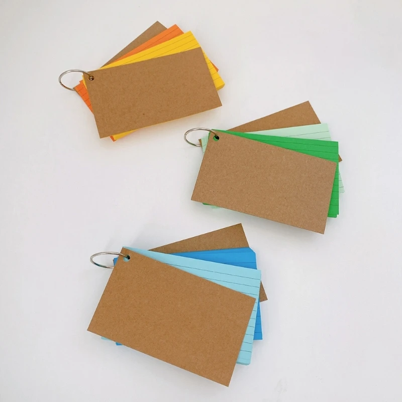 D0UA Flash Cards แก้ไขการ์ดดัชนีที่เรียงรายไปด้วยวงแหวนที่มีผลผูกพันสำหรับ Office