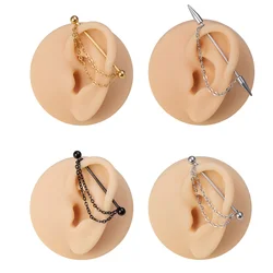 1pc 38mm Surgical Steel Industrial Piercing Jewelry with Chain Industrial Piercing Barbell Earrings Scaffold Bar for Women 14G