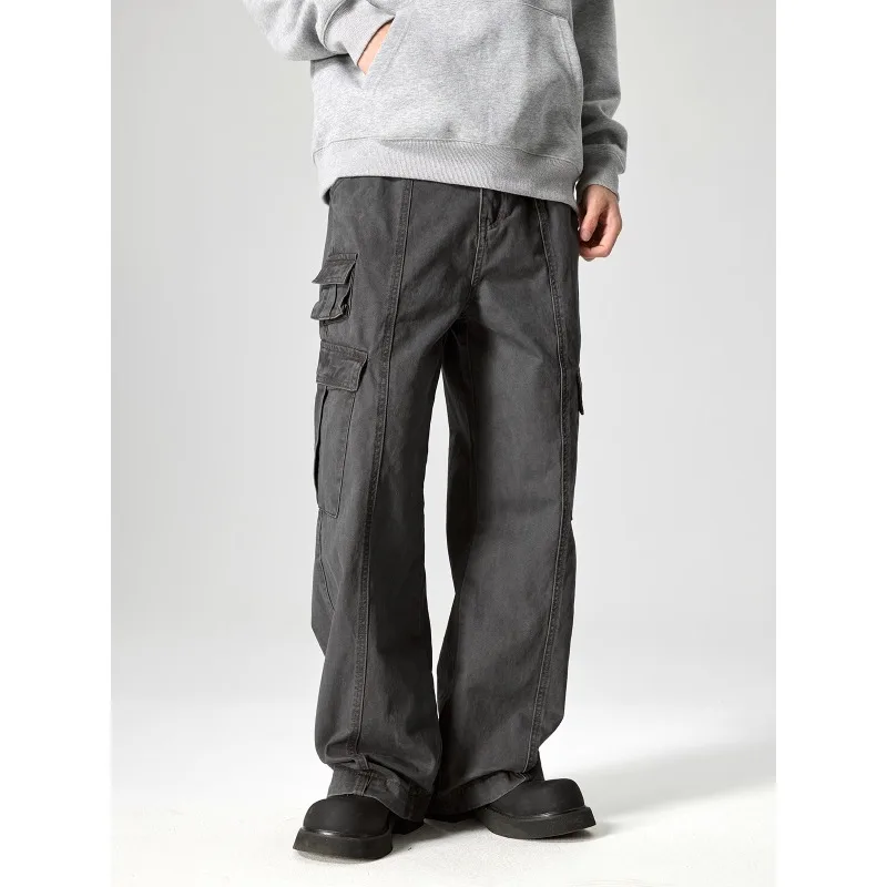 

Men Outdoor Fashion Trend Loose Comfortable Breathable High Waist Solid Color Trend Versatile High-quality Straight Leg Pants