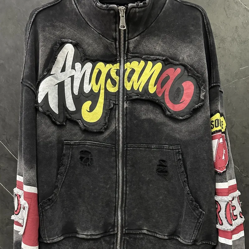 2025 Autumn Heavy Industry New Patch Embroidery Cartoon Cardigan Zipper Sweatshirt Jacket For Women's Loose Casual Top Hoodies