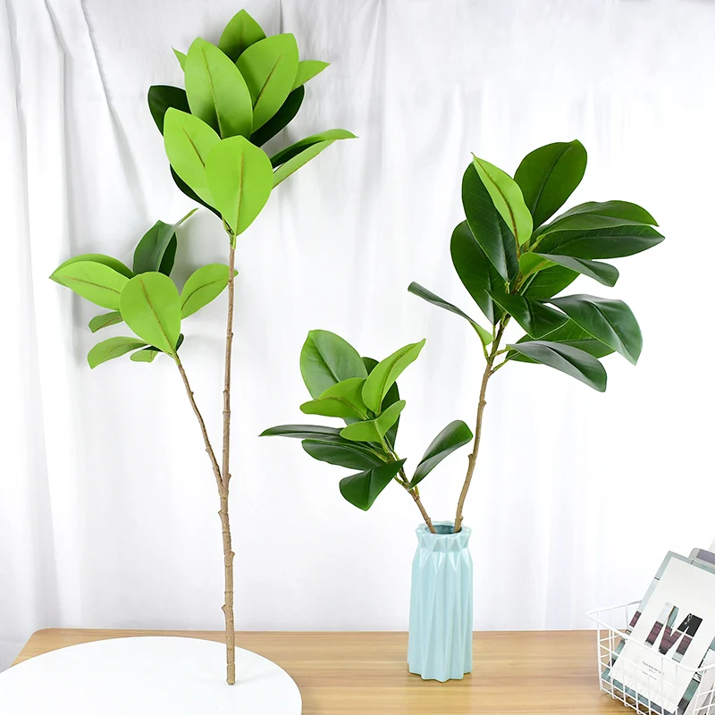 

Large Tropical Artificial Plant Fake Tree Branch Magnolia Leaves Lifelike Simulation Green Plant for Home Garden Shop Decoration