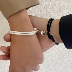 2 pons color braided rope magnetic love couple bracelet lovers love love magnetic lady good friend bracelet set