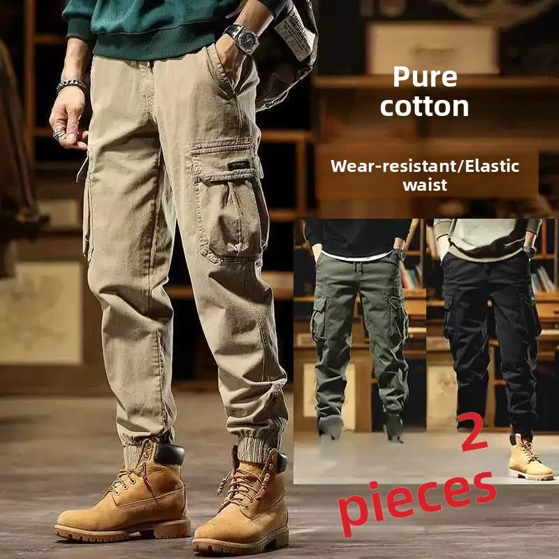 New 2026 Men's Casual Cotton Work Trousers Anti-Scalding Welding Wear-Resistant Loose Fit Spring Autumn American Style Long P...