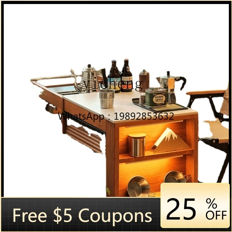 

ZZZf Tea Table/Solid Wood Small Table Cherrywood Stove Tea Boiling Mobile Tea Cabinet