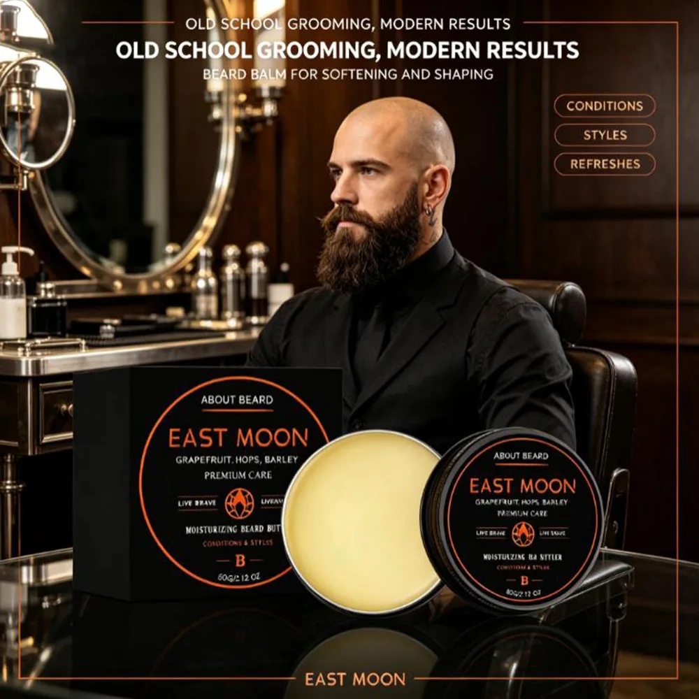 Beard Balm for Men, Light Fragrance Beard Care Cream to Tame Frizz and Shape Facial Hair