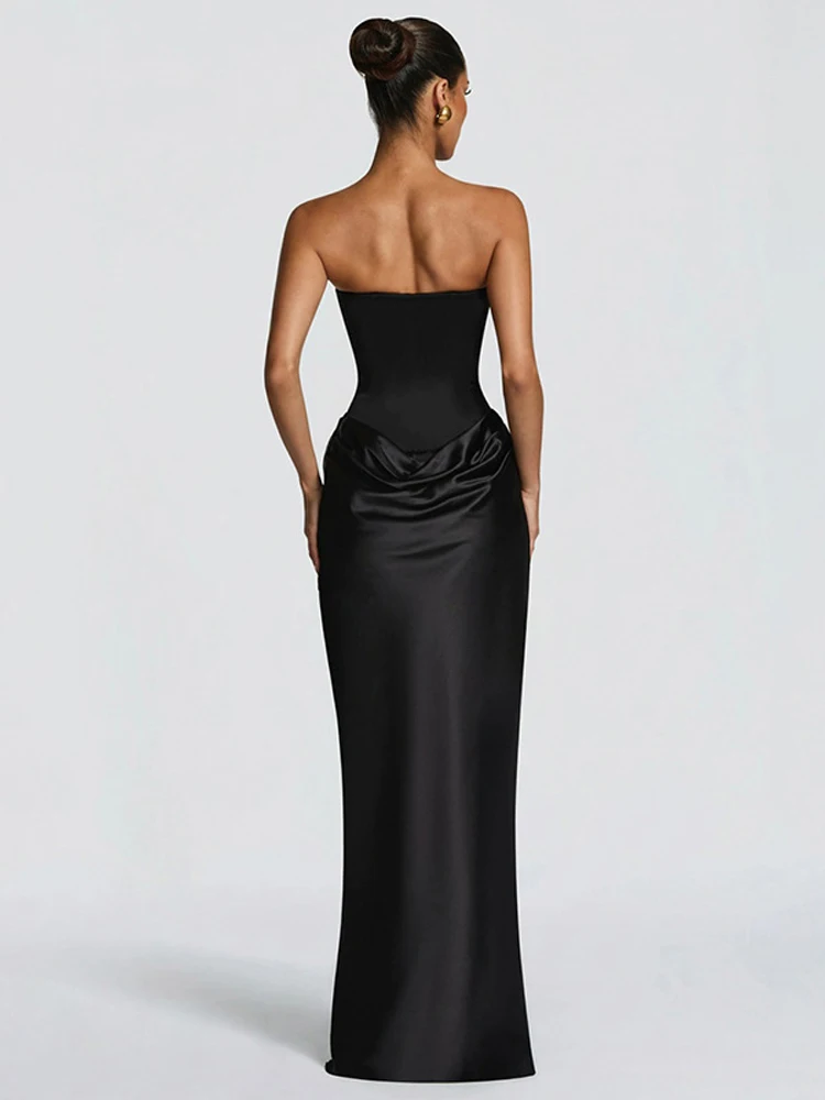 Elegant Off The Shoulder Prom Gowns Fashion Women's Satin Maxi Dress with Scarf Lady Sexy Bodyon Summer Evening Party Dress Long view 3