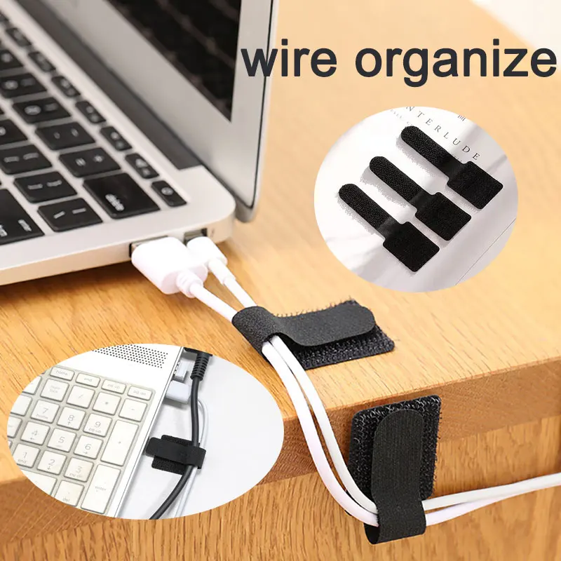 8-16PCS Self-adhesive Wire Organizer Cable Tie Clips Drop Charging Data Cable Line Holder Cord Management Reusable Fastener Tape