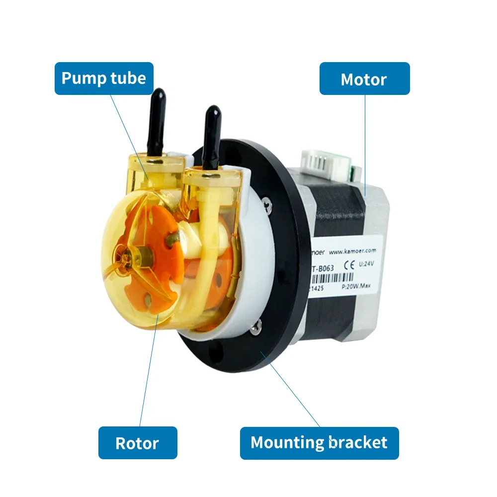

Перистальтический насос Kamoer 42 мл минуты KAS 24 В с 42 шаговыми двигателями Самовсасывающий насос 3 ротора Высокоточный дозирующий насос