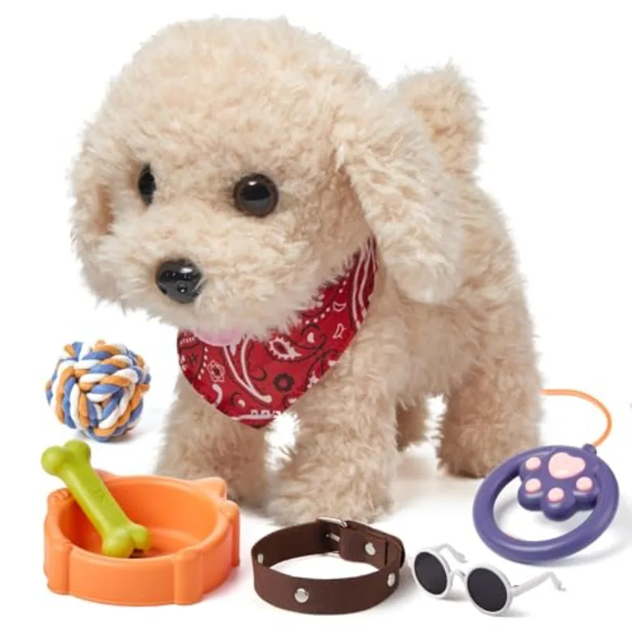 

TUMAMA Remote Control Electronic Plush Puppy Dog Toy Fun Interactive Toys Walks Barks Shake Tail Dress Up Realistic Stuffed Ani