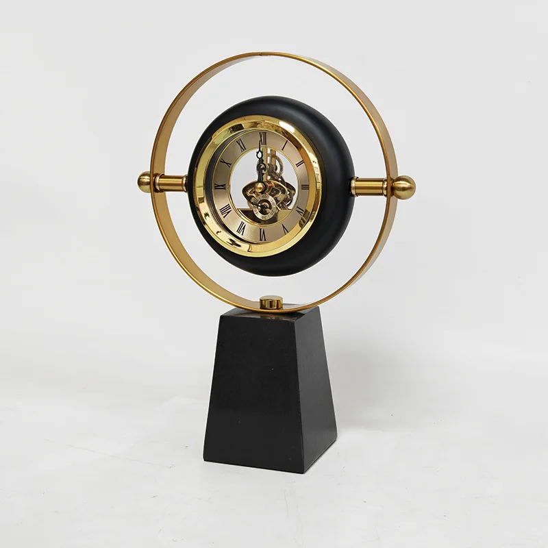 

PYH Modern Fashion Metal Clock Desk Clock Alarm Clock Home Furnishing Model Room Crafts Tabletop Ornament