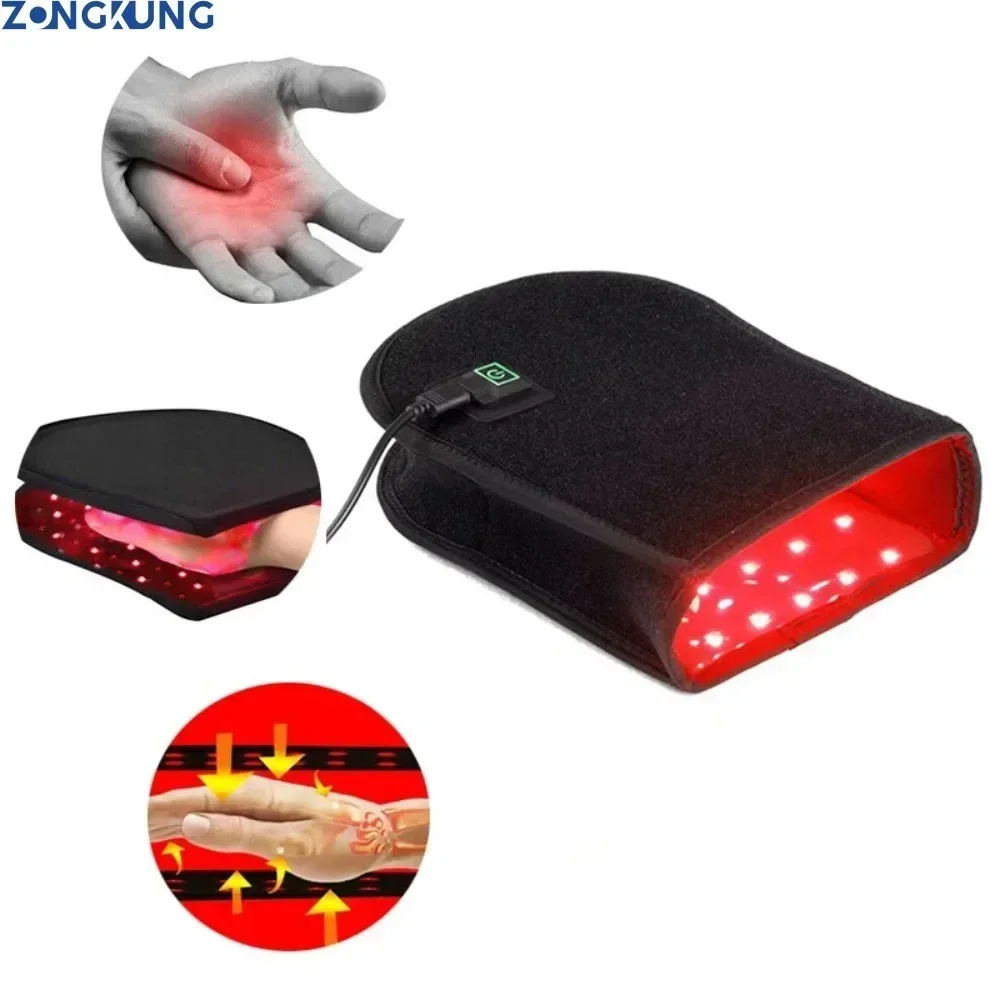 Terapia de luz roja e infrarroja, dispositivo LED de doble cara para alivio del dolor de manos, guante de manopla infrarrojo cercano para artritis,