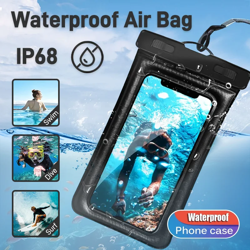 360 Full Cover Airbag Bag Swim Diving Universal Waterproof Phone Case For iPhone 14 13 11 12 15 Pro Max Plus Samsung S23 Ultra