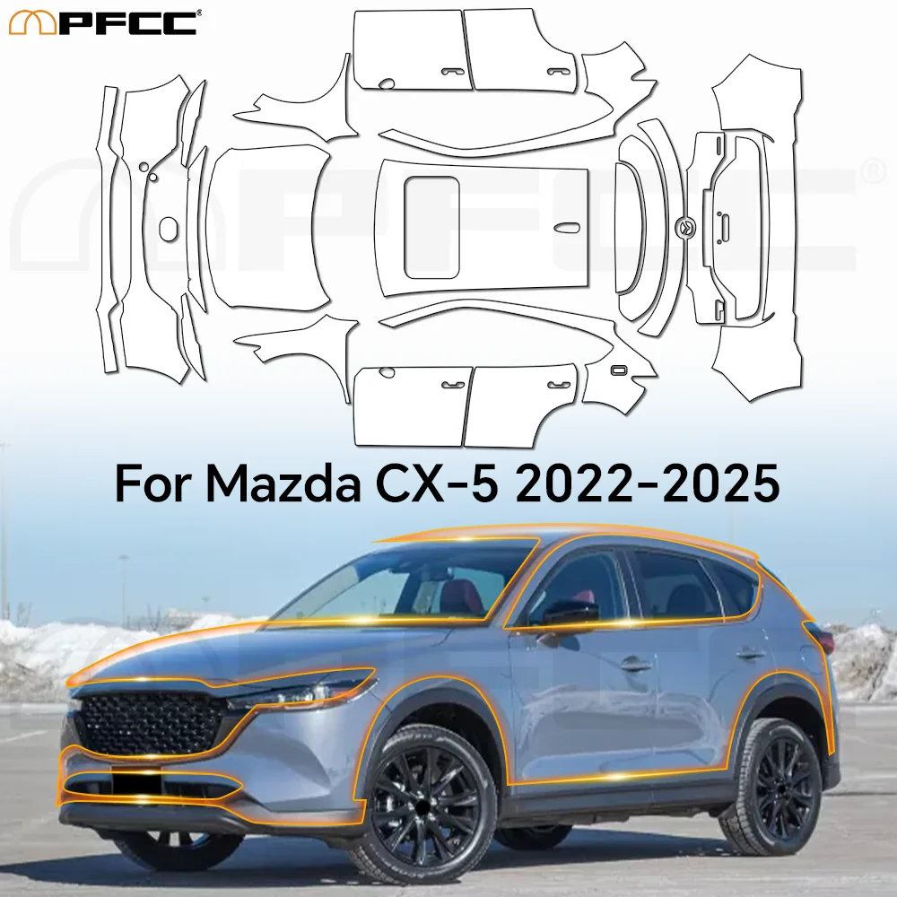 

For MAZDA CX-5 2022 2023 2024 2025 Clear Vinyl Wrap TPU PPF 8.5Mil Pre-Cut Paint Protection Film Full Vehicle Kit Anti-Scratch