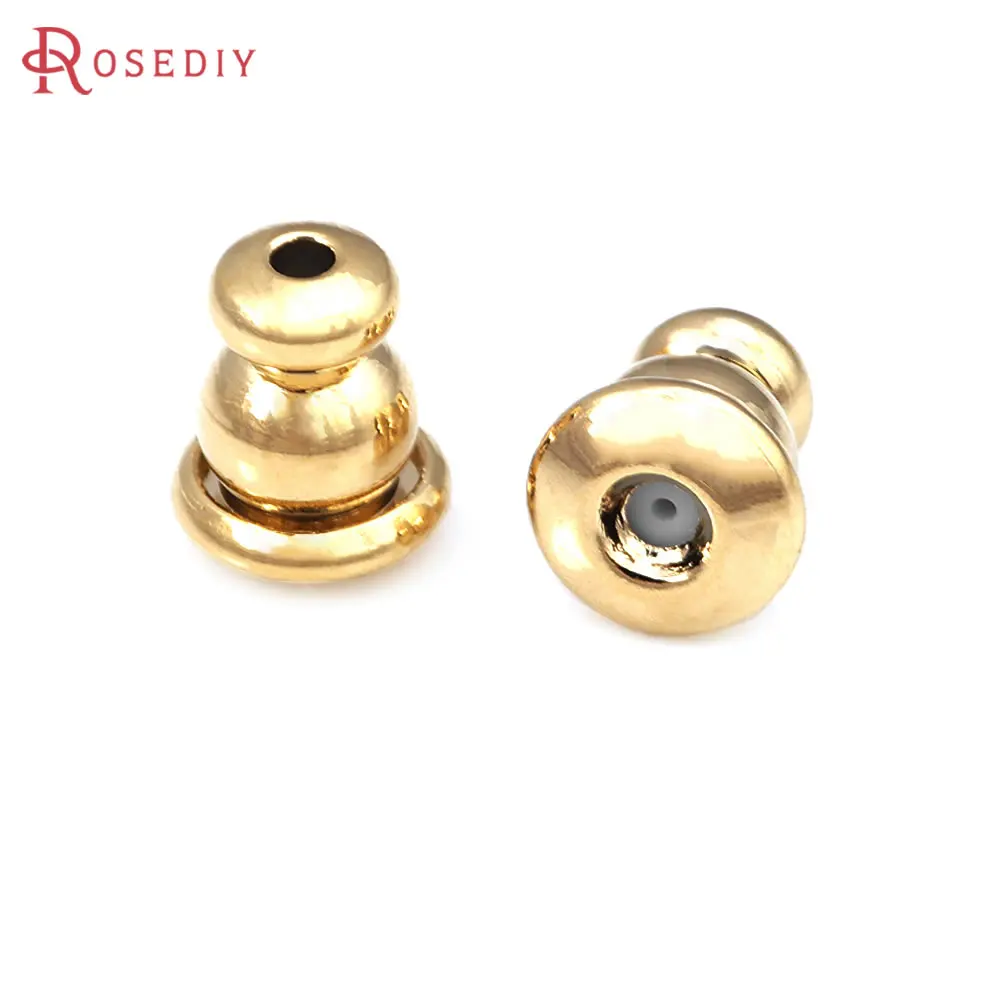 18K Gold Color Brass Bullet Shape Stud Earring Back Stopper High Quality Diy Jewelry Making Supplies Accessories for Women