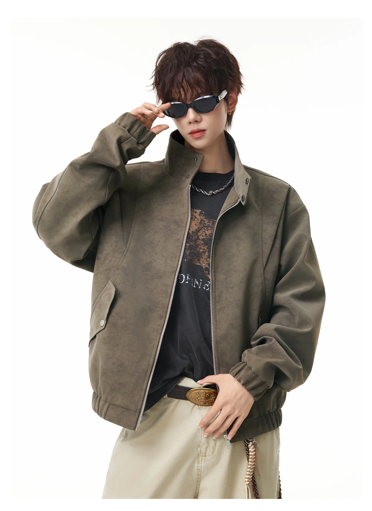 Vintage Tie-Dye Outerwear Soft Durable Versatile Windproof, Warm, Comfortable Men Stand-Up Collar Jacket