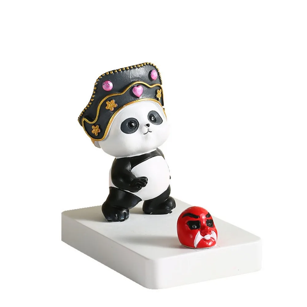 

Panda Figurines Panda Phone Holder Resin Flat Bottom Cartoon Phone Stand Holder Free You Hands Stable Mobile Phone Bracket