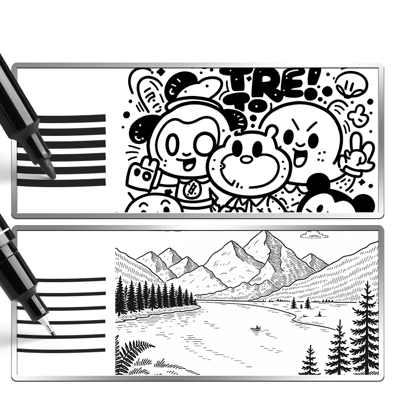 M&G Fineline Dual-Tip Marker Art Outliner Black Office Supplies Suitable for Students And Artists