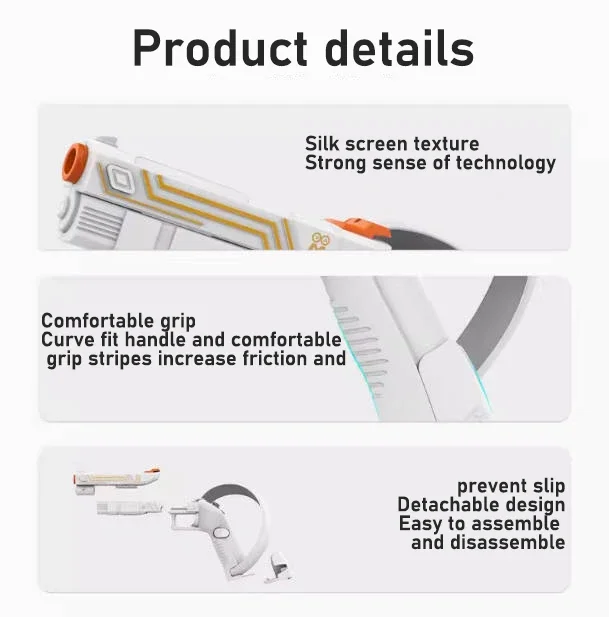 VR Somatosensory Integrated Short Gun Accessorie Grip Bracket for Pico 4 Game Pistol Shooting Dual Controller