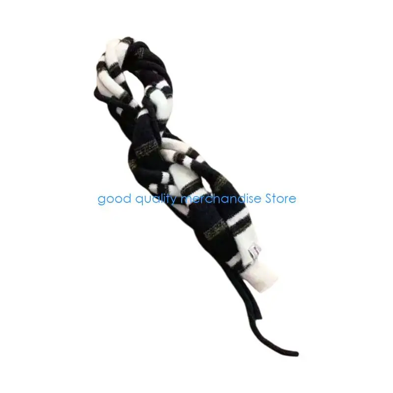 

Y5JD Striped Knit Long Choker Scarf for Women Harajuku for Jeans or Dresses