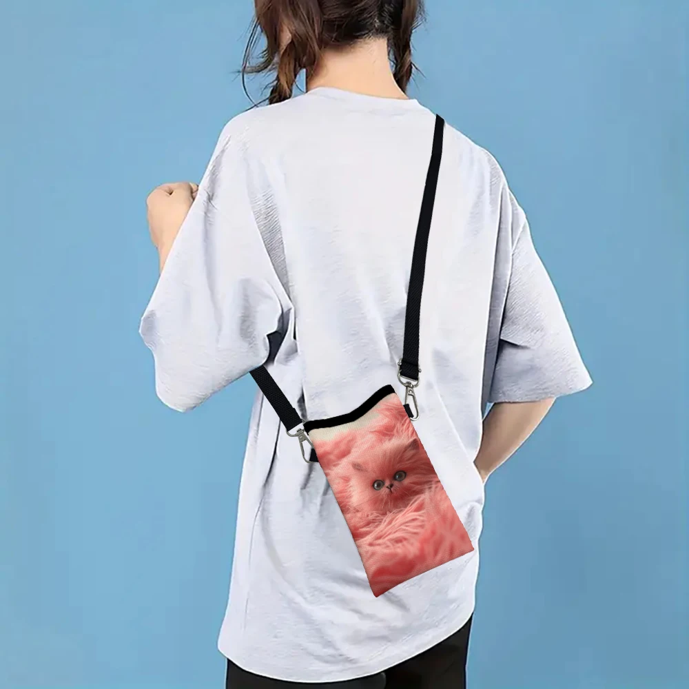 

Чехол для телефона с изображением кота и ремешком, сумка через плечо с изысканным узором, тканевая сумка на плечо, чехол для мобильного телефона 6,24