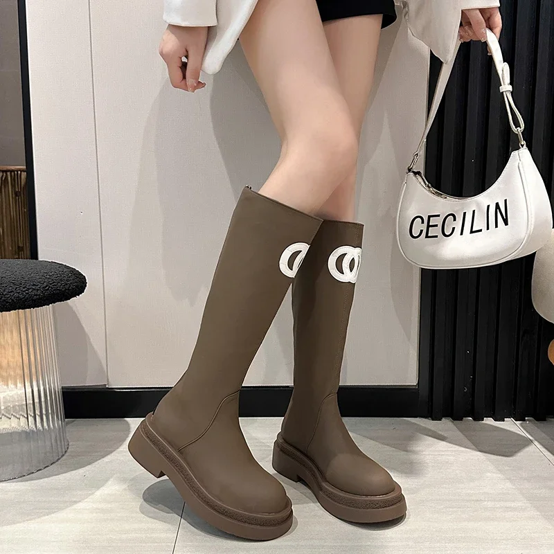 Women Boots Fashion Outdoor High Tube Boots Women Thick-soled Waterproof Shoes Women Versatile Solid Color Over-the-knee Boots