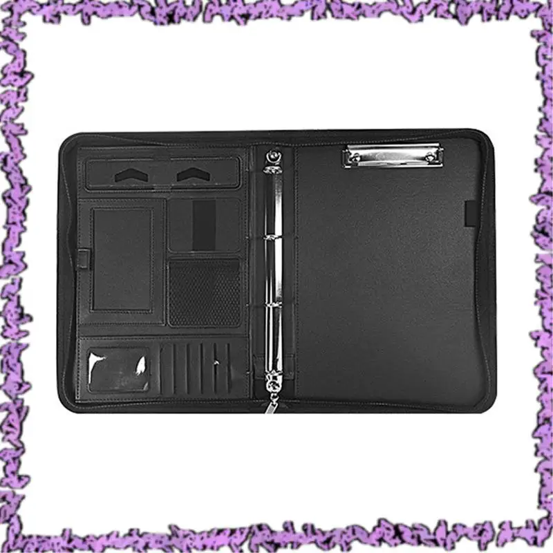 SCLL-A4 Zipper Calculator Binder Conference File Pad Folder Briefcase Tablet Portable Circular Handle File Bag