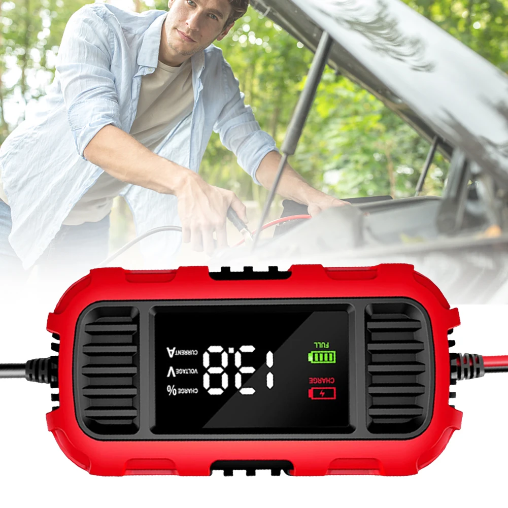 12v 2a carregador de bateria de carro display digital carregador de bateria de motocicleta carregador de bateria totalmente automático para bateria de caminhão de carro