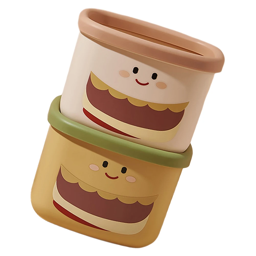 

2 Pcs Belt Pressure Ring Hamburger Trash Can Office Garbage Slim Pp Mini Desktop Bin