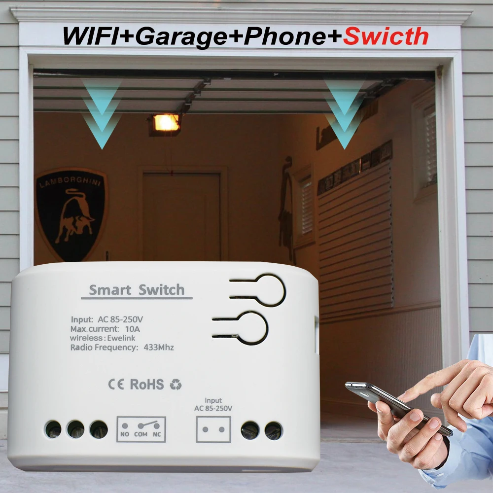 eWelink Smart Updated WiFi Wireless Smart Switch Inching Self-Locking Relay Module, Access Control,DIY WiFi Garage Door Opener