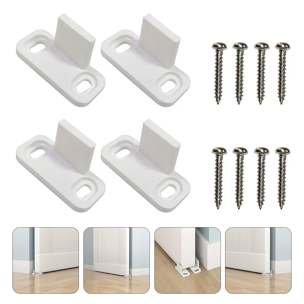 

4 White Anti Swing Door Stopper Sliding Floor Guide Closet Hardware POM Barn Stoppers Non Grooved Grooved Doors Adjustable Quiet