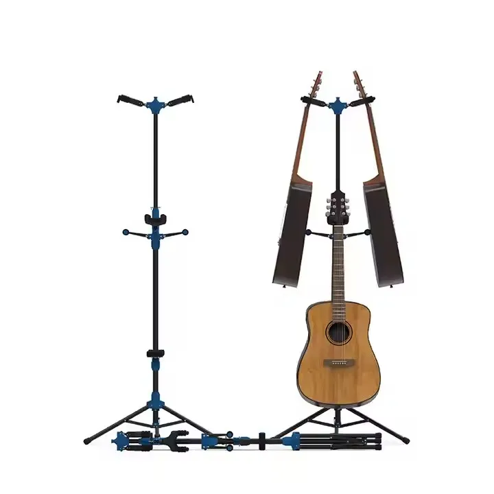 

Hooqu Adjustable 4-Hook Metal Guitar Stand Custom Floor Tripod Bracket For Acoustic Electric Guitar Bass Multi-String Instrument