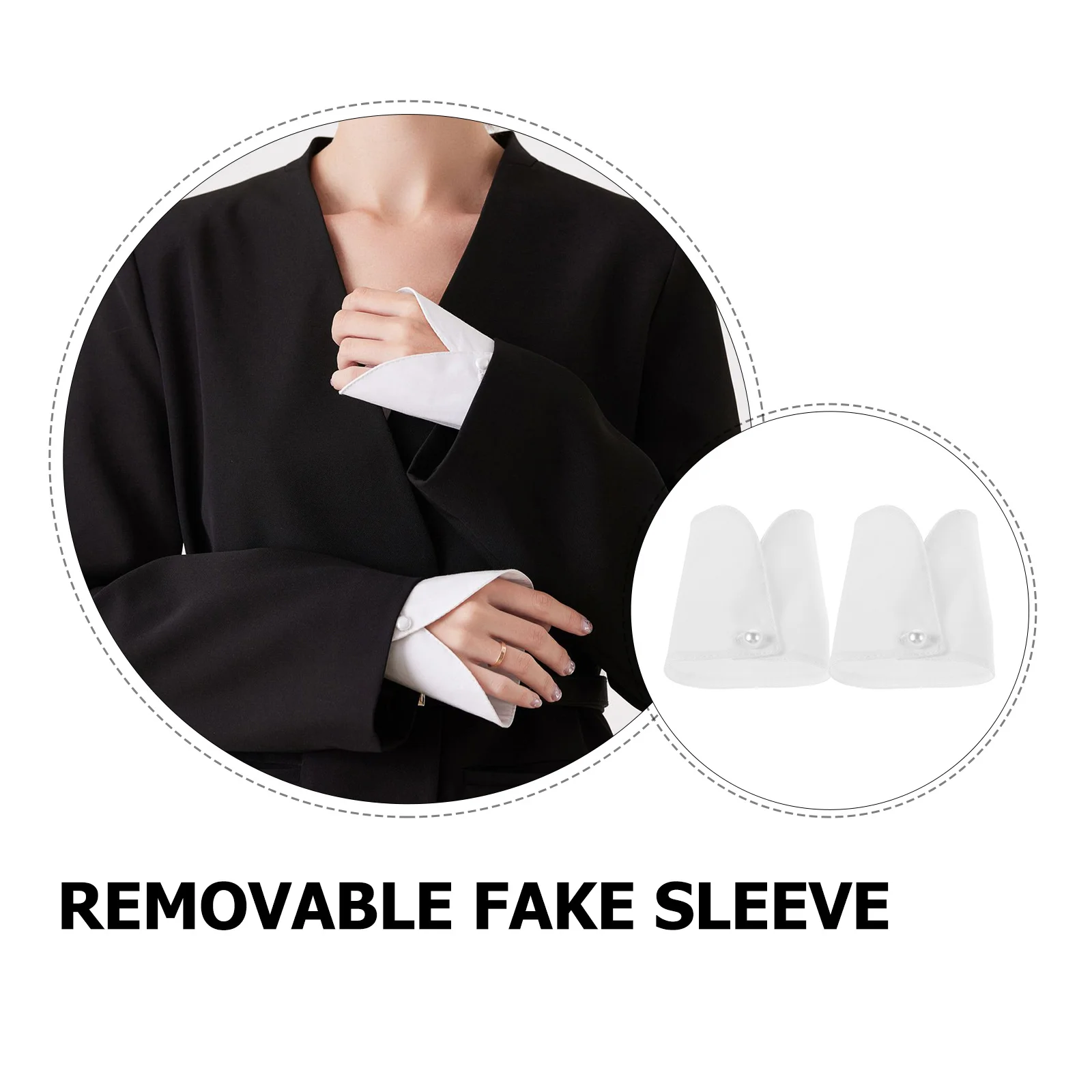 زوج واحد من زخرفة المعصم المصنوعة من القطن والبوليستر بأكمام كاذبة قابلة للإزالة للبلوزات والمعاطف والسترات بمظهر احترافي متعدد الاستخدامات #2