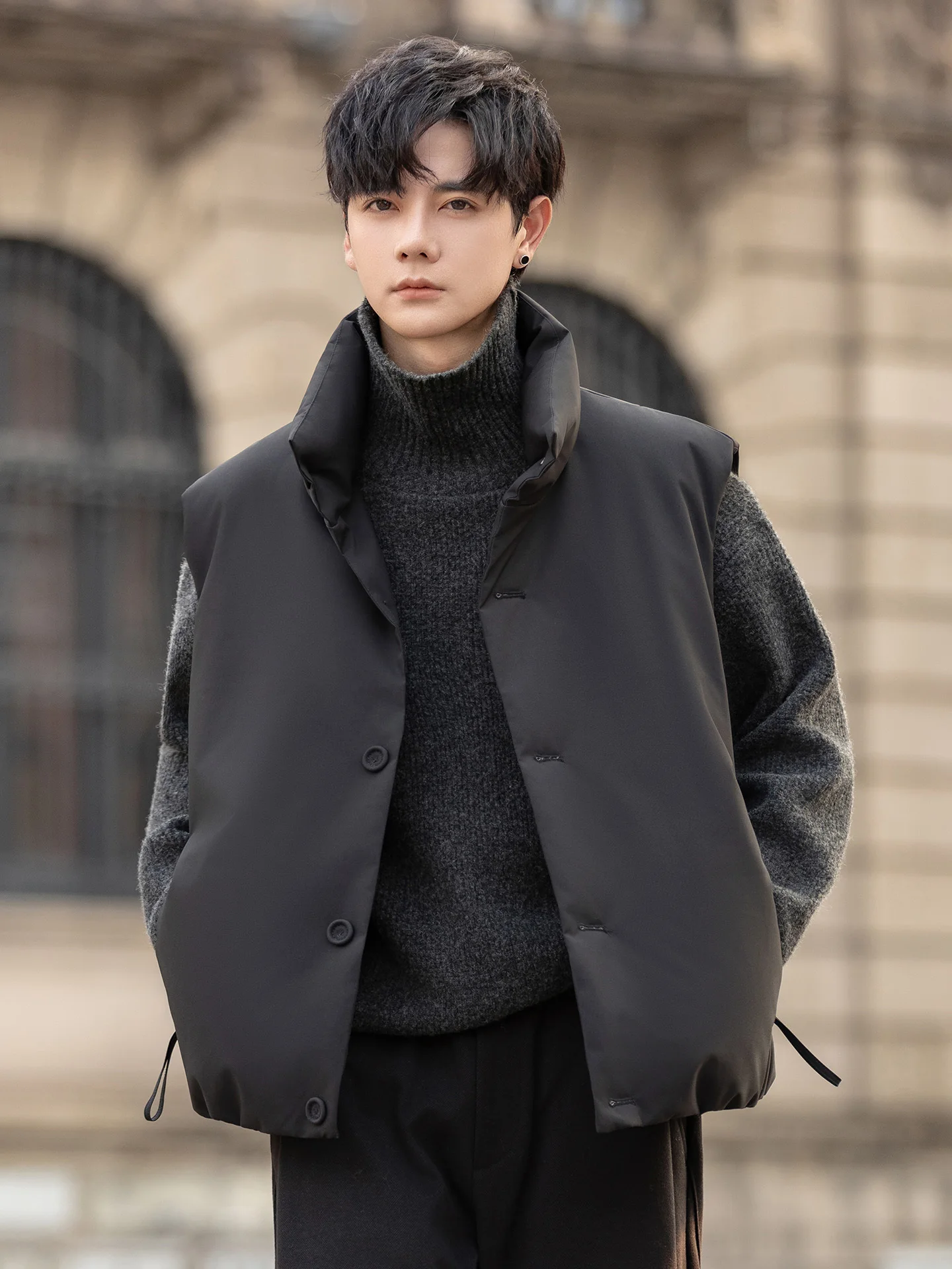 

ex Stand Collar down Vest 2025 New Winter Warm Faion Outerwear Korean Sle Polyester Fiber White Du down Filling