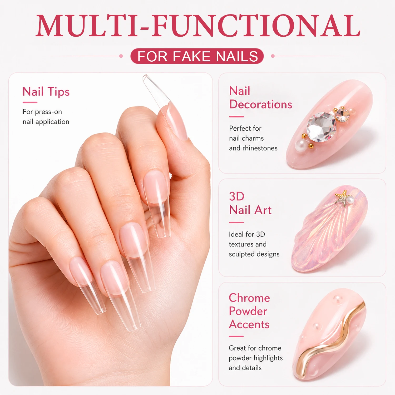 TWOING 25g Fresh Scent Solid Nail Glue Gel, Strong Hold Clear UV/LED Gel for Press-On Nails, Nail Tips & Rhinestones