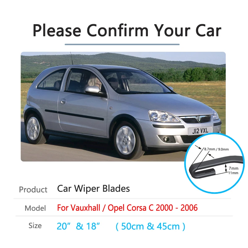 Car Wiper Blades for Vauxhall Opel Corsa C 2000 2001 2002 2003 2004 2005 2006 Front Window Windscreen Brushes Washer Accessories